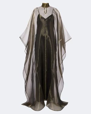 Taller Marmo Caftan Sphinx De Organza Drapeado - Negro