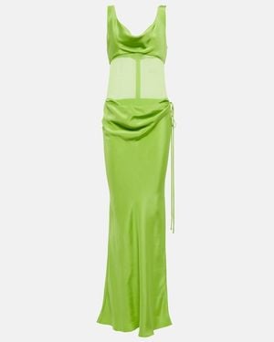 Christopher Esber Sheer-Detail Silk Satin Gown - Green