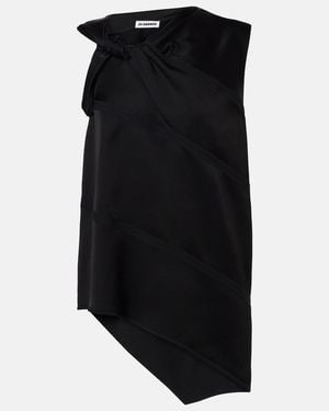 Jil Sander Asymmetric Satin Top - Black