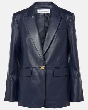 Veronica Beard Vega Leather Blazer - Blue