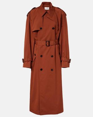 Saint Laurent Oversize-Trenchcoat Aus Baumwolle Und Seide - Braun