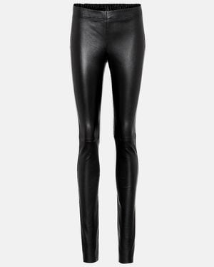 JOSEPH Leggings De Piel Con Tiro Medio - Negro