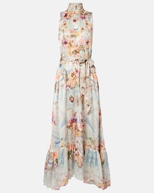 CAMILLA Embellished Floral Silk Maxi Dress - Metallic