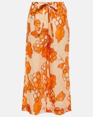 Etro Printed Ramie Trousers - Orange