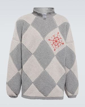 Adish Embroidered Cotton Jumper - Grey