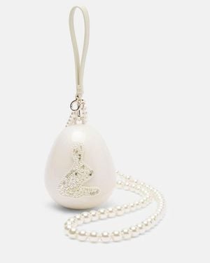 Simone Rocha Clutch Egg Adornado Con Piel - Blanco