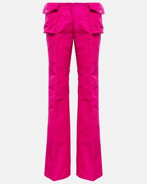 LAQUAN SMITH Low-Rise Satin Cargo Trousers - Pink