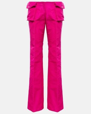 LAQUAN SMITH Low-Rise Satin Cargo Trousers - Pink