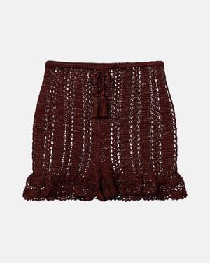 Anna Kosturova Crochet Cotton Shorts - Purple