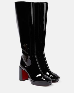 Christian Louboutin Alleo 90 Patent Leather Knee-High Boots - Black