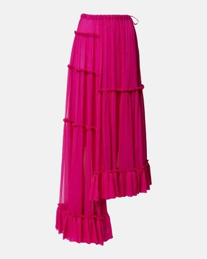 Dries Van Noten Asymmetric Silk Muslin Skirt - Pink