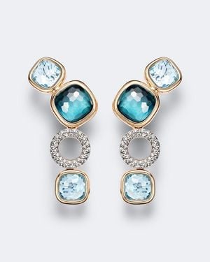 Pomellato Nudo 18Kt And Rose Drop Earrings With Topaz And Diamonds - Blue
