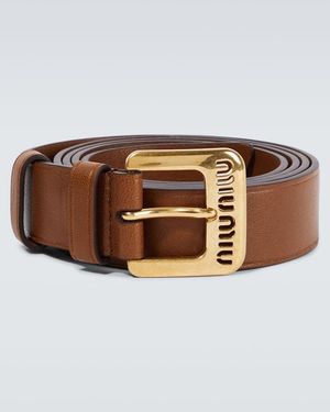 Miu Miu Logo Leather Belt - Brown