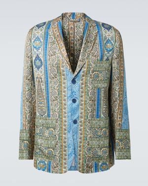 Etro Partially-Lined Blazer With Three Patch Pockets - Blue