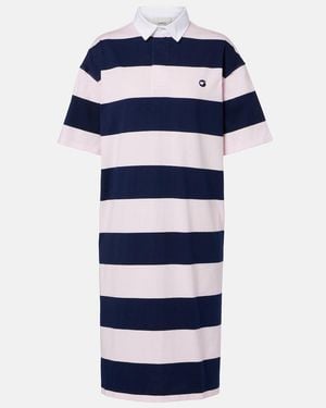Coperni Striped Cotton Polo Dress - Blue