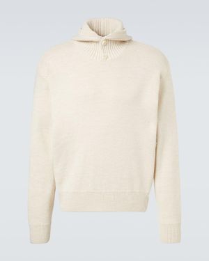 Lemaire Hooded Alpaca And Wool-Blend Jumper - White