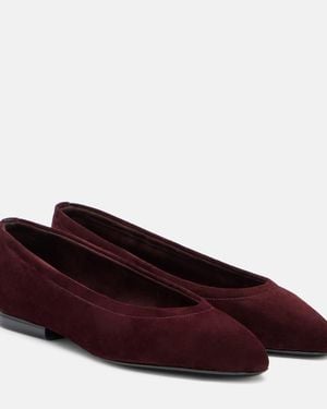 Loro Piana Primula Suede Ballet Flats - Red