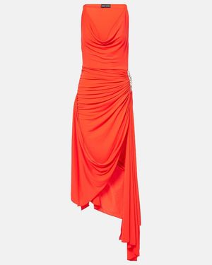David Koma Lame Midi Dress - Red