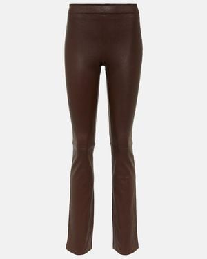Stouls Leather Bootcut Trousers - Brown