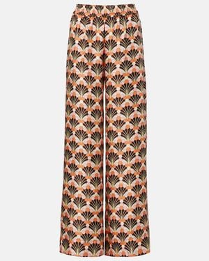 La DoubleJ Printed Silk Palazzo Pants - Natural