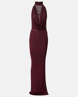 AYA MUSE Draped Halterneck Gown - Purple
