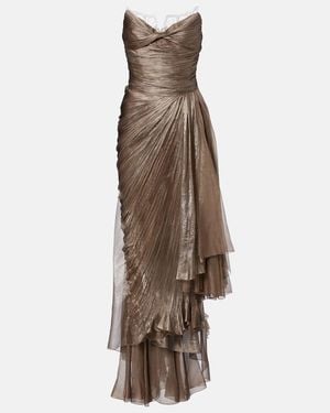 Maria Lucia Hohan Jolie Lace-Trimmed Silk Bustier Dress - Brown