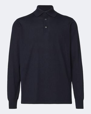 Thom Sweeney Cashmere And Silk Polo Sweater - Blue