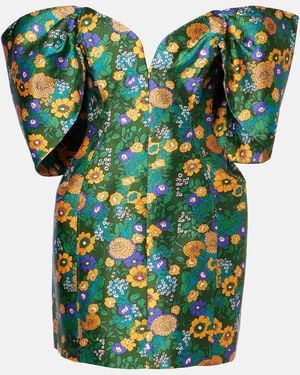 ALÉMAIS Printed Off-Shoulder Corset Dress - Blue