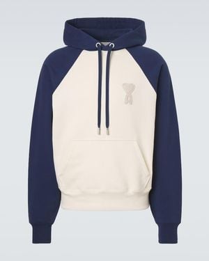 Ami Paris Ami De Cour Cotton Hoodie - Blue