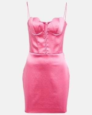 Rasario Lace-Up Satin Bustier Minidress - Pink