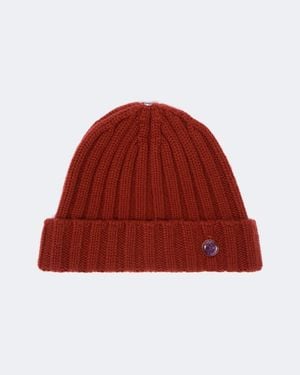 God's True Cashmere Ribbed-Knit Cashmere Beanie With Amethyst - Red