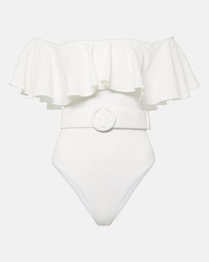 Alexandra Miro Chantal Ruffled Swimsuit - White