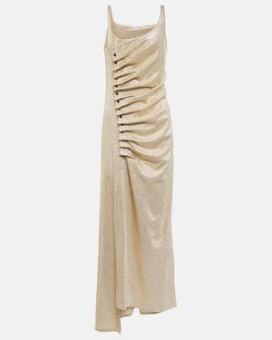 Rabanne Metallic Wrap Dress - Natural