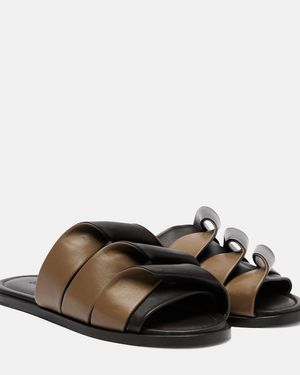 JW Anderson Coil Leather Slides - Brown