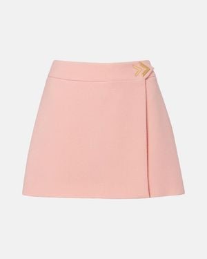 Valentino Vgold Virgin Wool Crepe Miniskirt - Pink