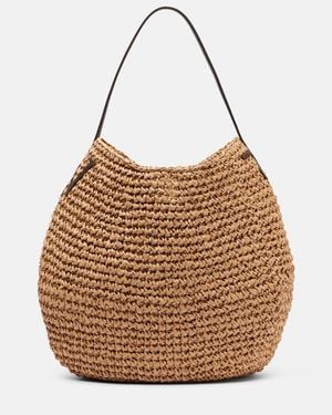 JW Anderson Bulb Xl Leather-Trimmed Raffia Shoulder Bag - Brown