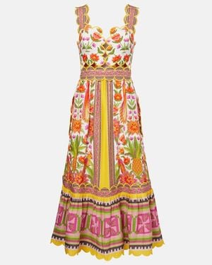 FARM Rio Floral Linen-Blend Maxi Dress - White
