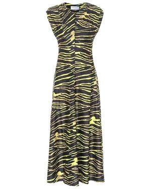 Marine Serre Zebra-Print Jersey Maxi Dress - Green