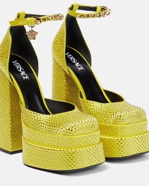Versace Medusa Aevitas Embellished Platform Court Shoes - Yellow