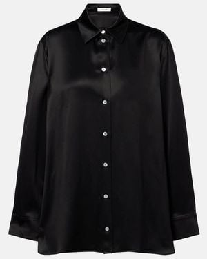 The Row Sisilia Oversized Silk Satin Shirt - Black