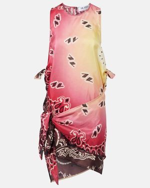 The Attico Printed Silk Minidress - Red