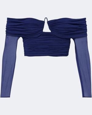 Christopher Esber Marin Draped Off-Shoulder Top - Blue