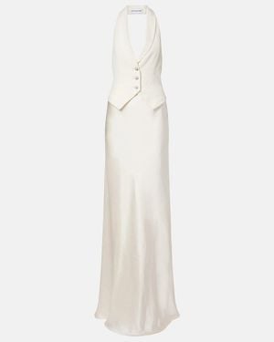 Self-Portrait Satin Maxi Dress - White