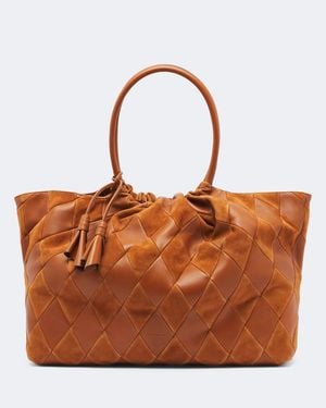 Zimmermann Cloud 91 Leather And Suede Shopper - Brown