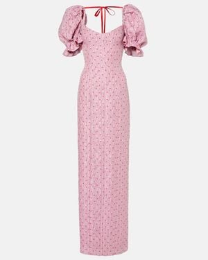Markarian Raffaella Balloon-Sleeve Maxi Dress - Pink