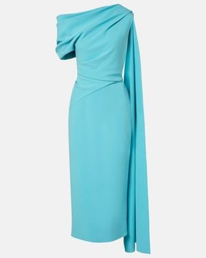ROKSANDA Maite Caped Crepe Midi Dress - Blue