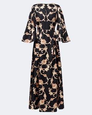 La DoubleJ Belle Printed Silk Twill Kaftan - Black