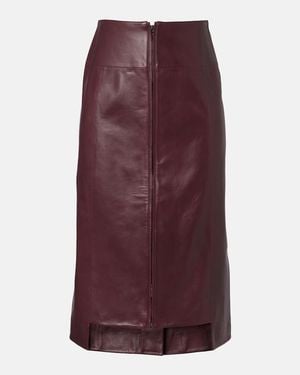 Victoria Beckham Leather Midi Skirt - Purple