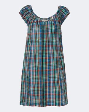 Doen Kariertes Minikleid Faye Aus Baumwolle - Blau