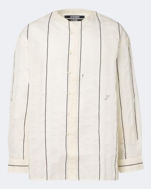 Jacquemus Camisa Venice De Algodon Y Seda A Rayas - Neutro